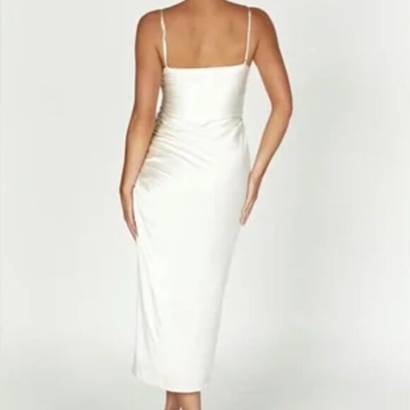 Meshki NWT Claudette Satib Drape Midi Dress in Ivory - Size M - Picture 2 of 11
